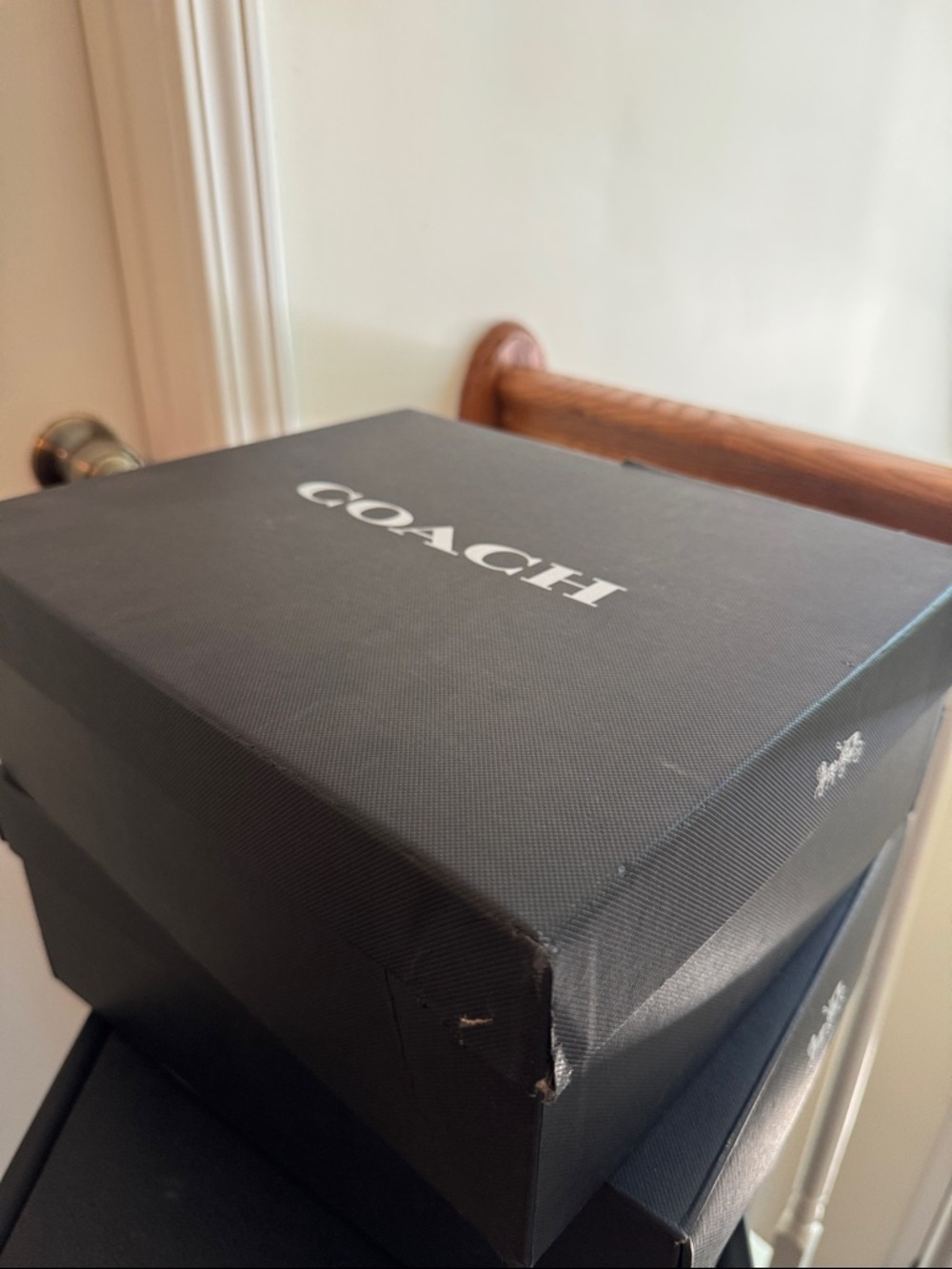 Coach Black Leather Gladiator Sandals with Cream Speckle Accents - Picture 7 of 8